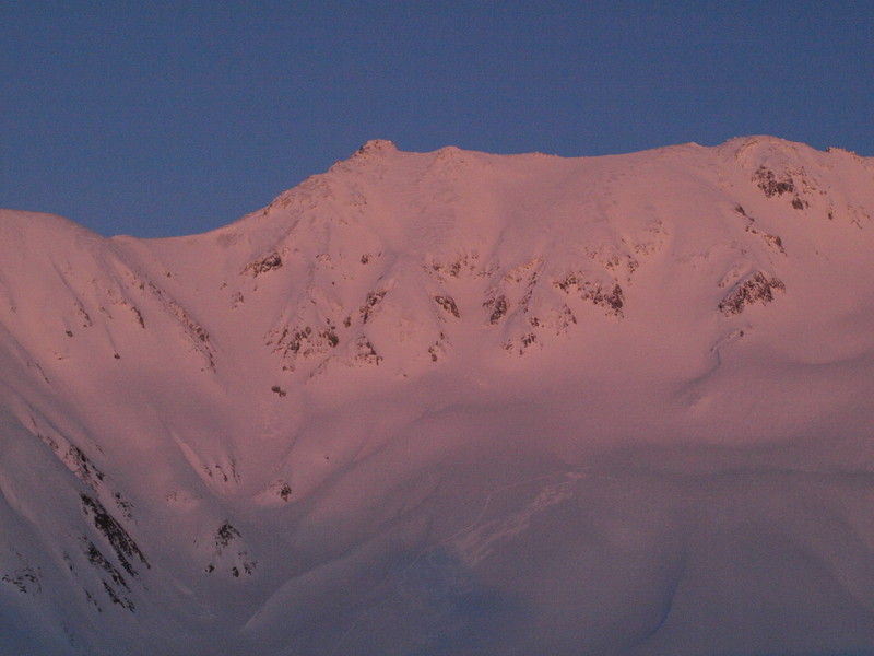 立山バックカントリー夕焼け